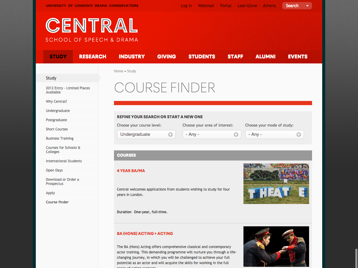 Central School of Speech and Drama - Course finder