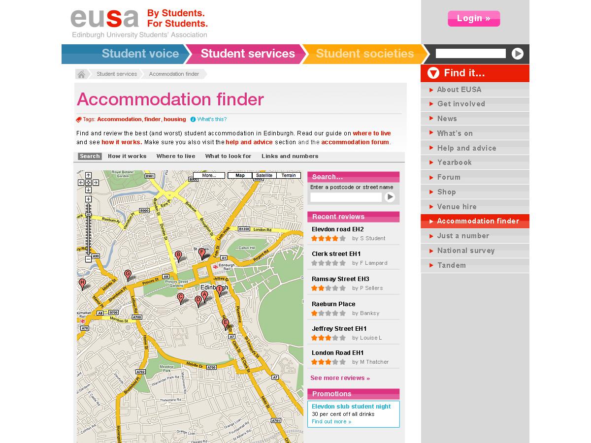 Edinburgh University Students Association - Accomodation finder