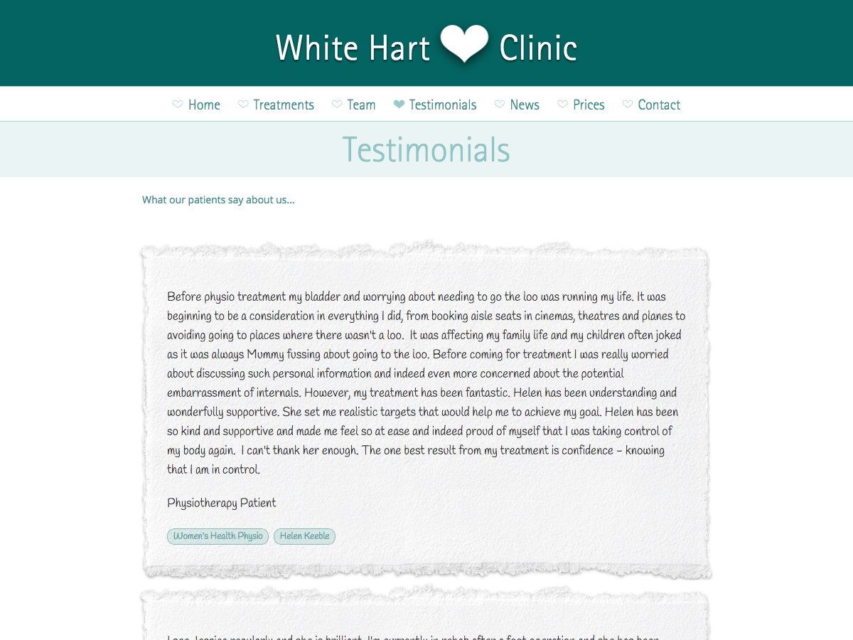 White Hart Clinic - Testimonials